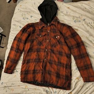 Dickies Red and Black Plaid Hooded Jacket